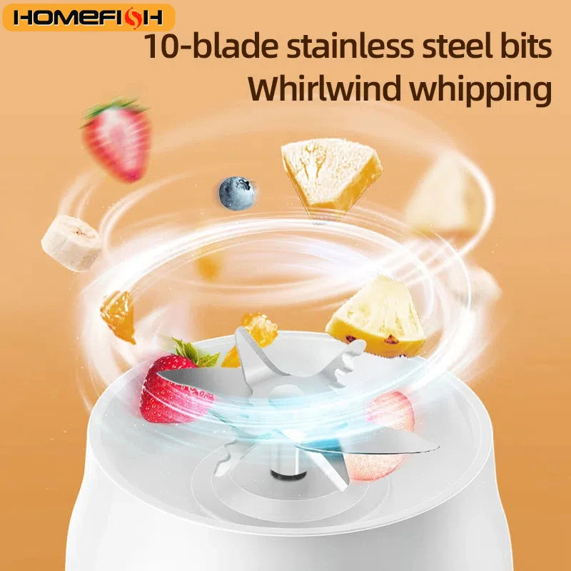 Portable Electric Blender 40W USB Rechargeable Cordless Juicer High Powerful Juicer Cup for Smoothie Milkshake Juice Food
