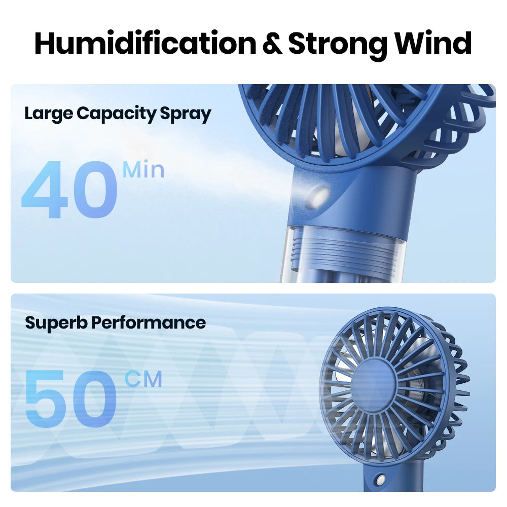 Mini Portable Fan with Water Mist,2000Mah Capacity& Humidifying Function for Summer Personal Electric Fan USB Fans for Room