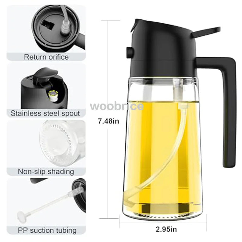 2In1 Kitchen Spray Oil Dispenser Oil Sprayer Polisher or Only Brush Spray for Air Fryer Salad Grilling Roasting Cooking Kitchen