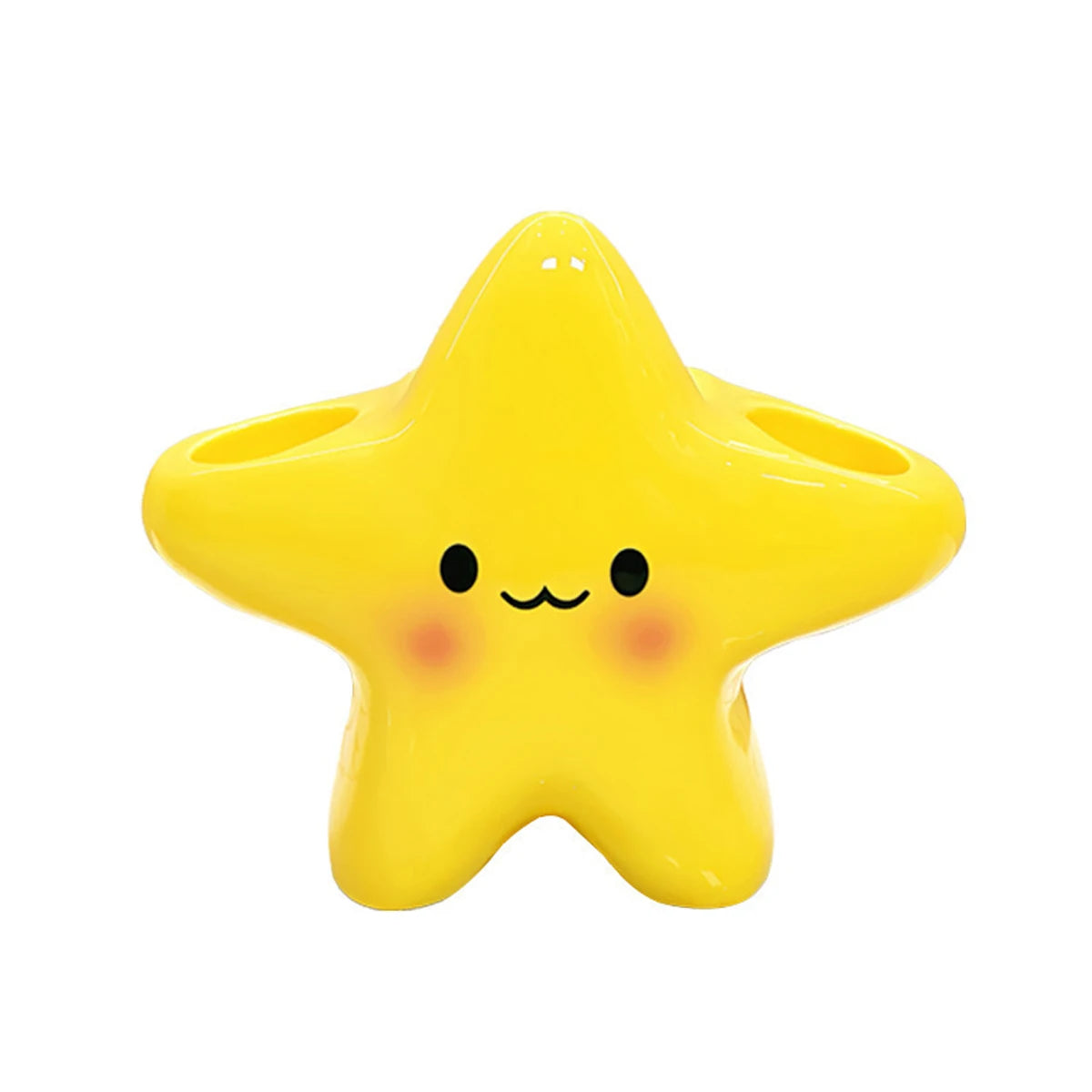 Cute Star-Shaped Toothbrush Holder Freestanding Bathroom Organizer with Cute Face Design, Space-Saving Toothbrush & Toothpaste