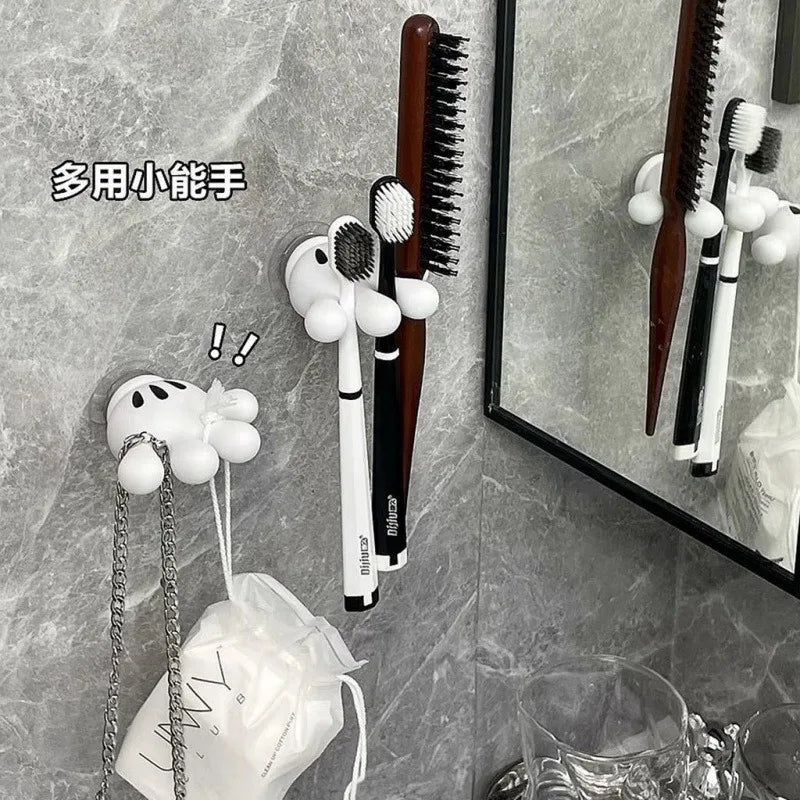 Mickey Cartoon Palm Suction Cup Bathroom Moisture-Proof Toothbrush Towel Rack Multifunctional Data Cable Storage Hook