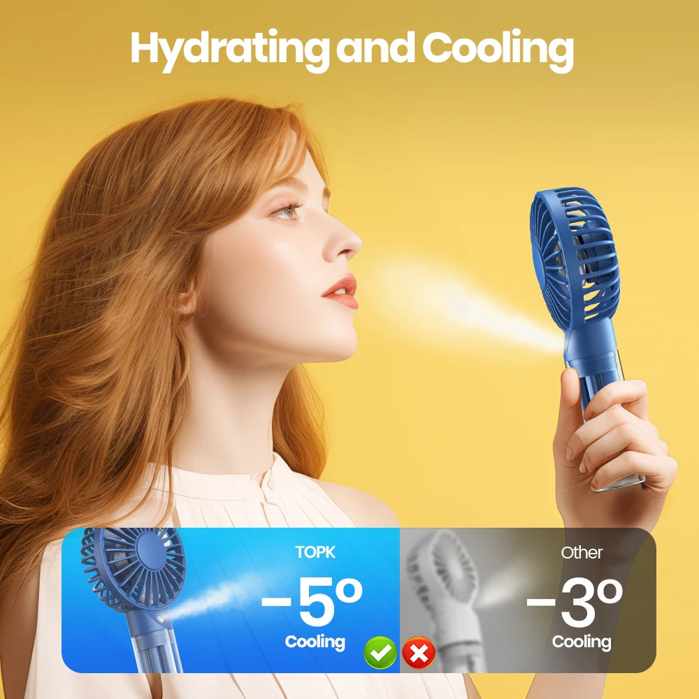 Mini Portable Fan with Water Mist,2000Mah Capacity& Humidifying Function for Summer Personal Electric Fan USB Fans for Room