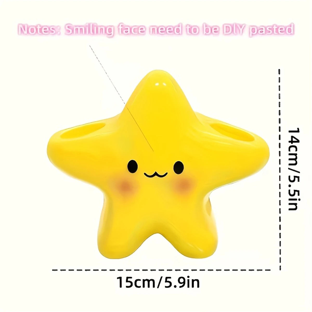 Cute Star-Shaped Toothbrush Holder Freestanding Bathroom Organizer with Cute Face Design, Space-Saving Toothbrush & Toothpaste