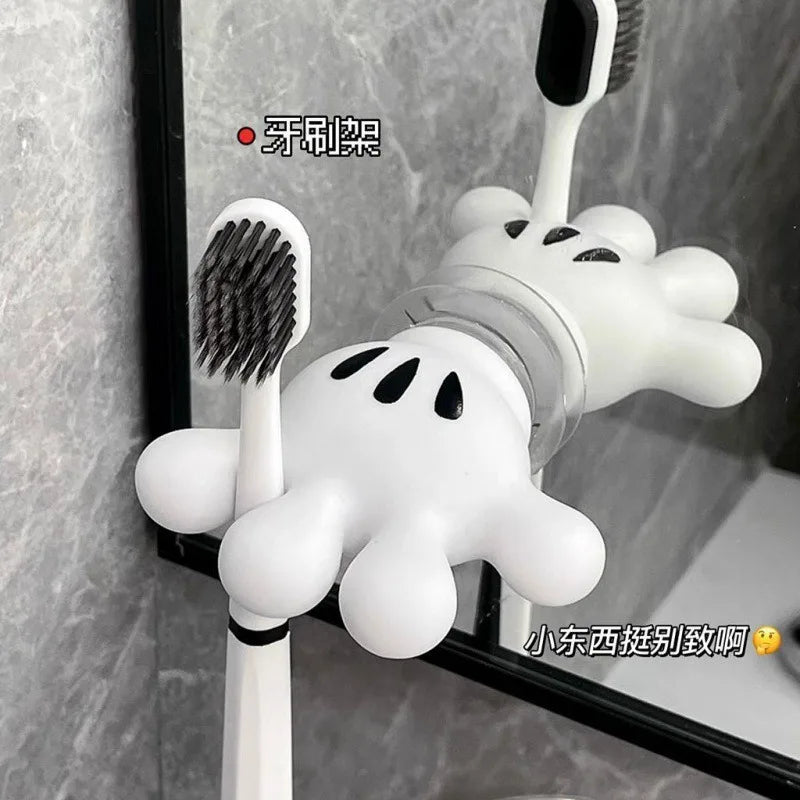 Mickey Cartoon Palm Suction Cup Bathroom Moisture-Proof Toothbrush Towel Rack Multifunctional Data Cable Storage Hook