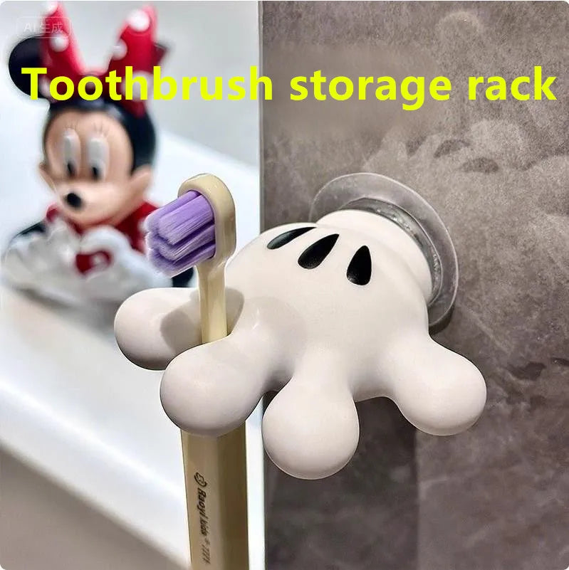 Mickey Cartoon Palm Suction Cup Bathroom Moisture-Proof Toothbrush Towel Rack Multifunctional Data Cable Storage Hook
