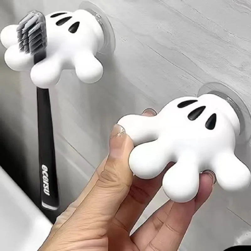 Mickey Cartoon Palm Suction Cup Bathroom Moisture-Proof Toothbrush Towel Rack Multifunctional Data Cable Storage Hook