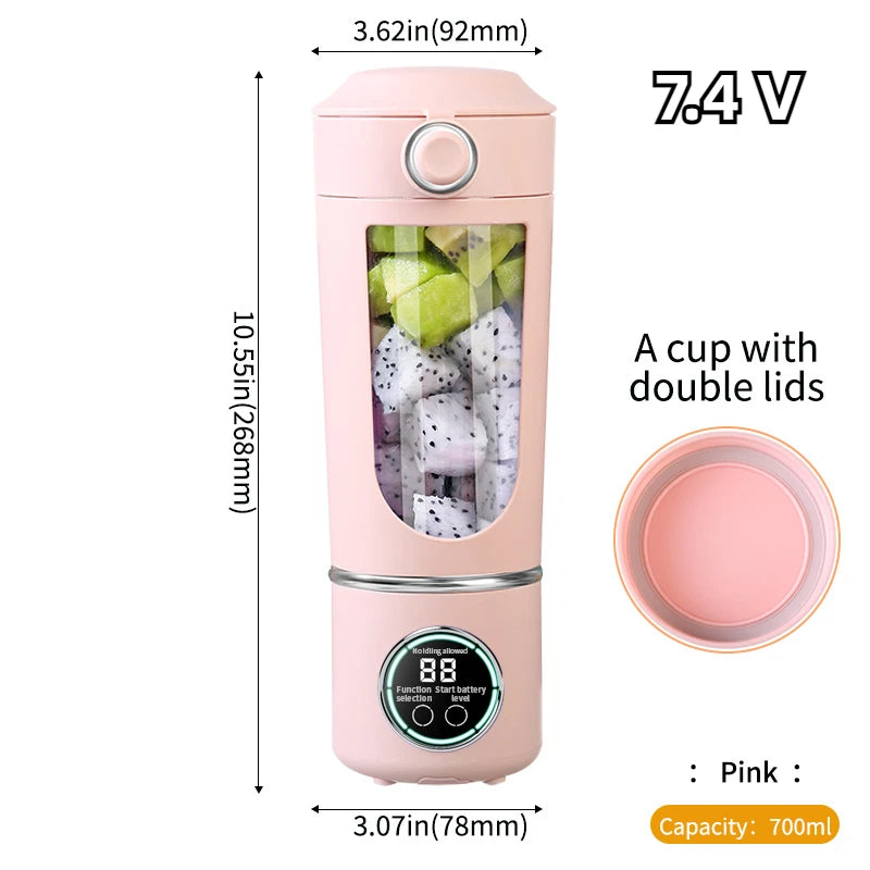 New Portable Juice Maker Blender for Shakes Smoothie 700ML Durable Juicer Steel Blades 2 in 1 Blender Bottle Smoothie Portable
