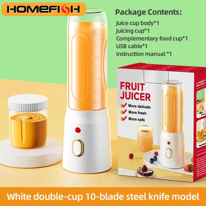Portable Electric Blender 40W USB Rechargeable Cordless Juicer High Powerful Juicer Cup for Smoothie Milkshake Juice Food